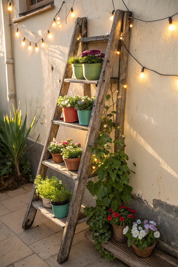 upcycled ladder for plants