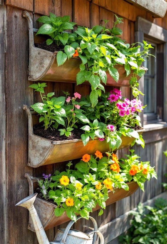 vertical gardening with gutters