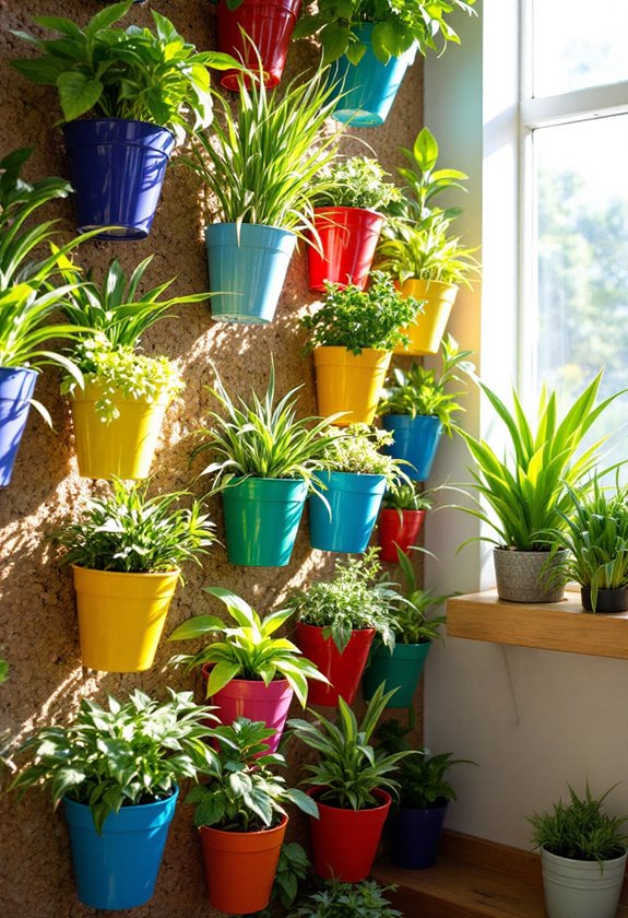 vibrant pots brighten walls