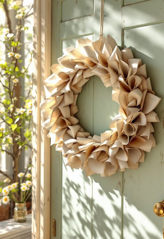 vintage book page wreath