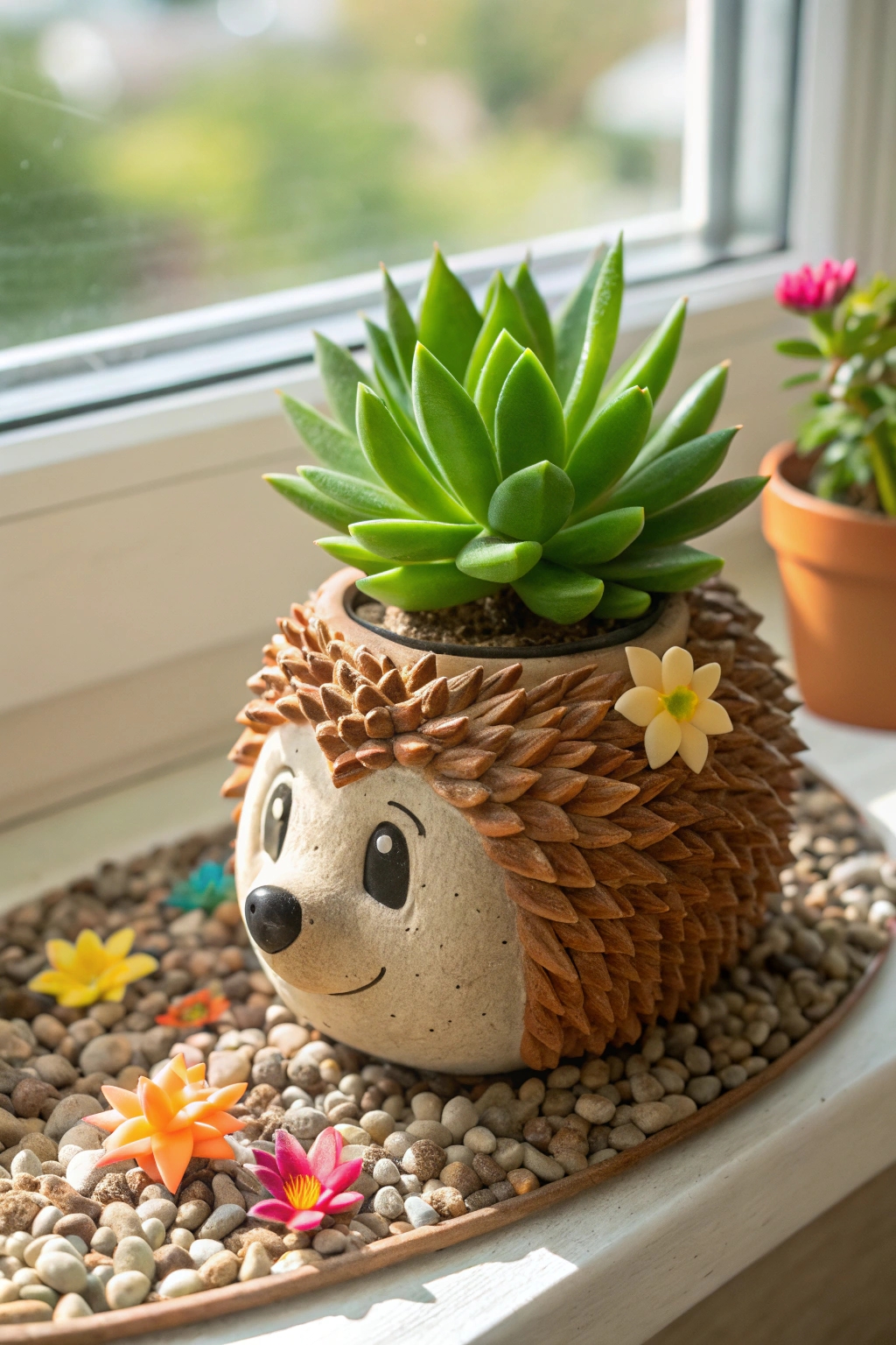 adorable hedgehog plant holder