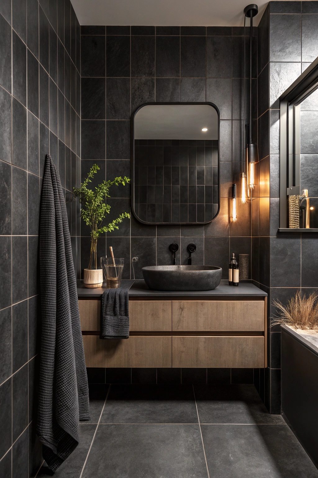 bold statement with dark tile