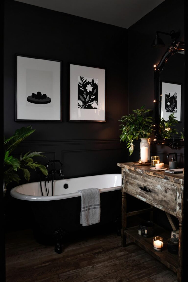 budget friendly dark bathroom decor