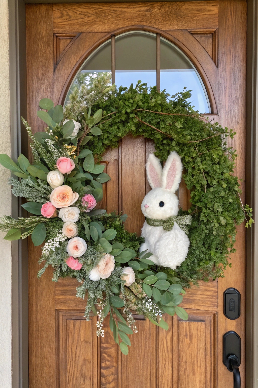 bunny themed greenery door decor