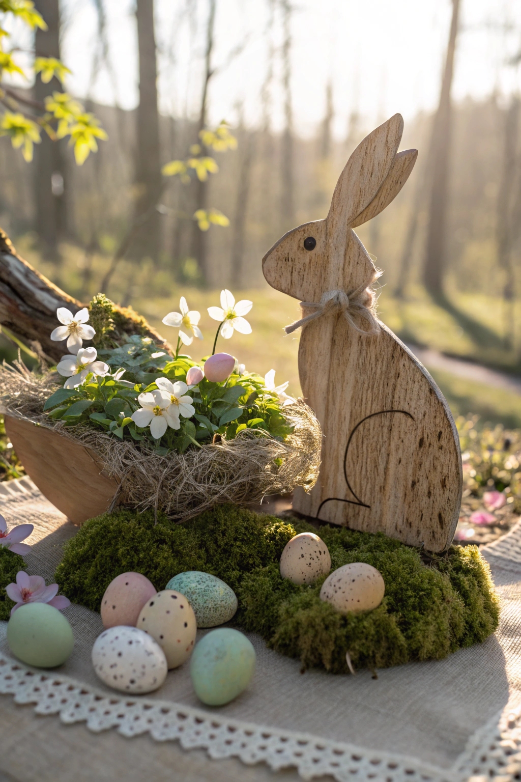 charming handcrafted wooden bunny