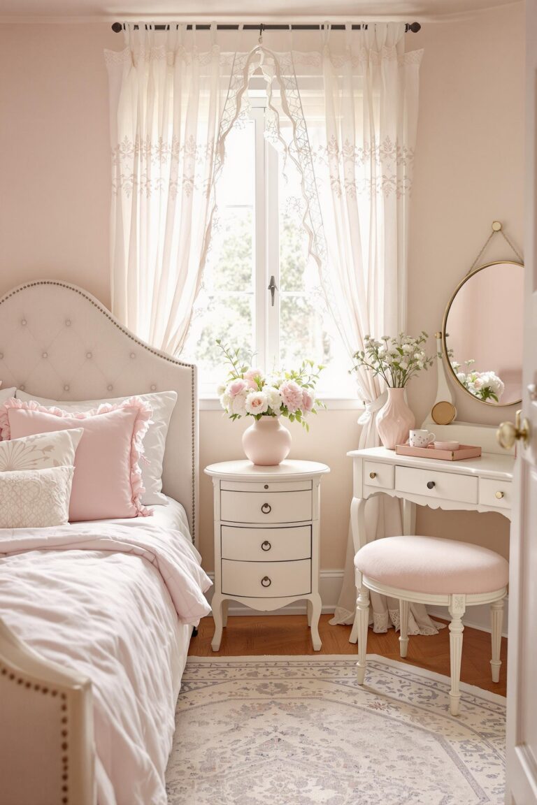 chic feminine small bedroom designs