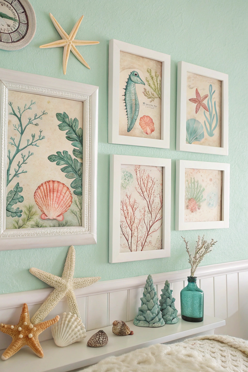 coastal themed wall art display