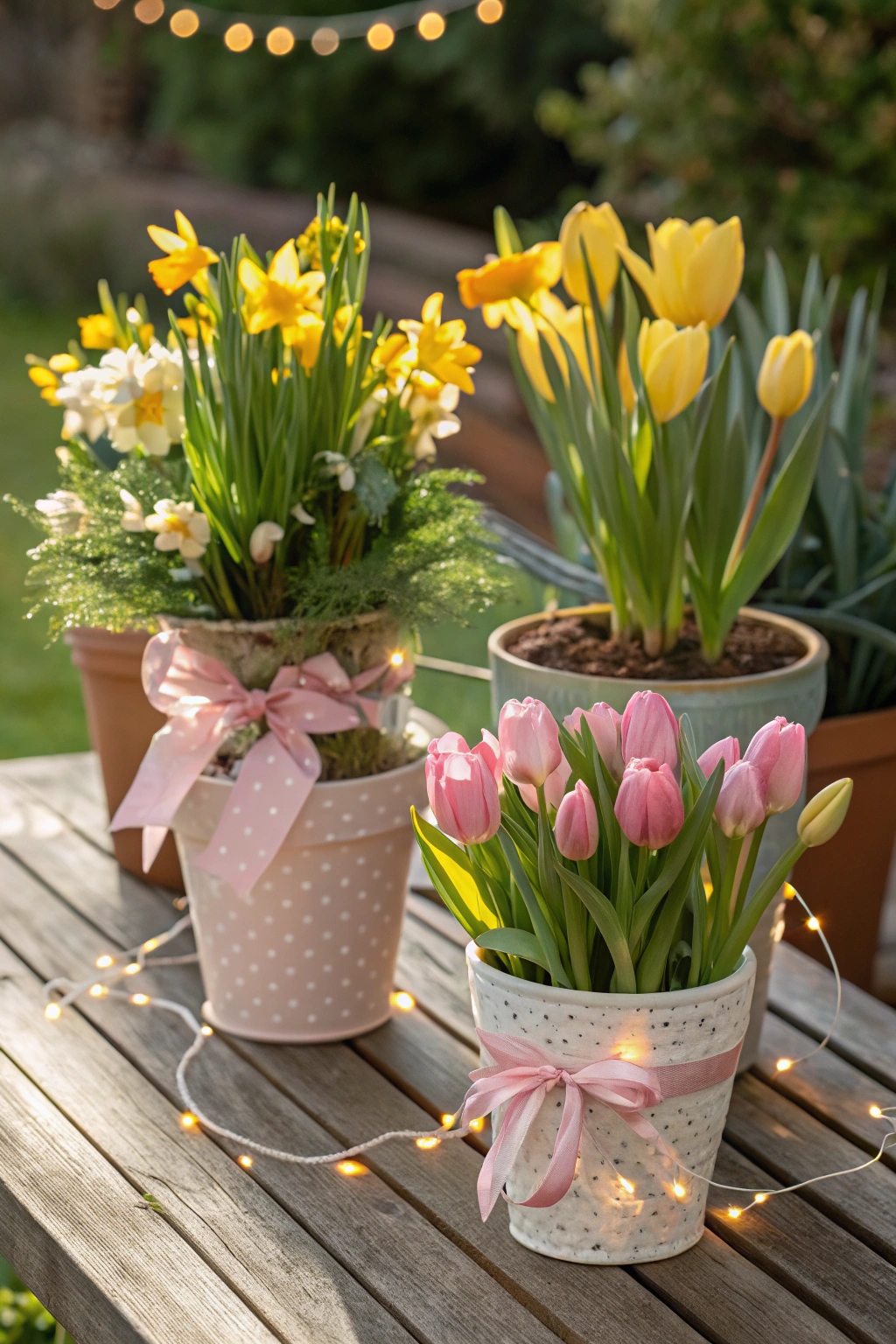 colorful blooming potted plants