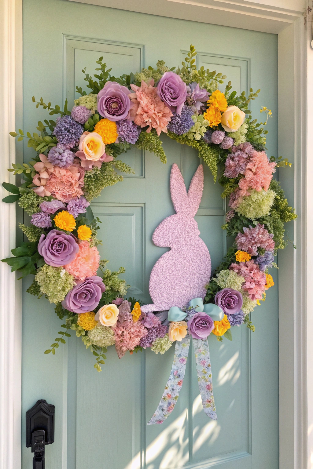 colorful floral bunny decoration