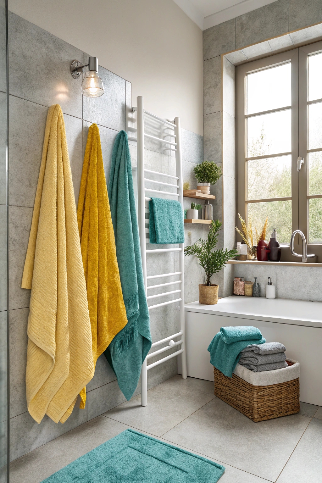 colorful towels add vibrancy