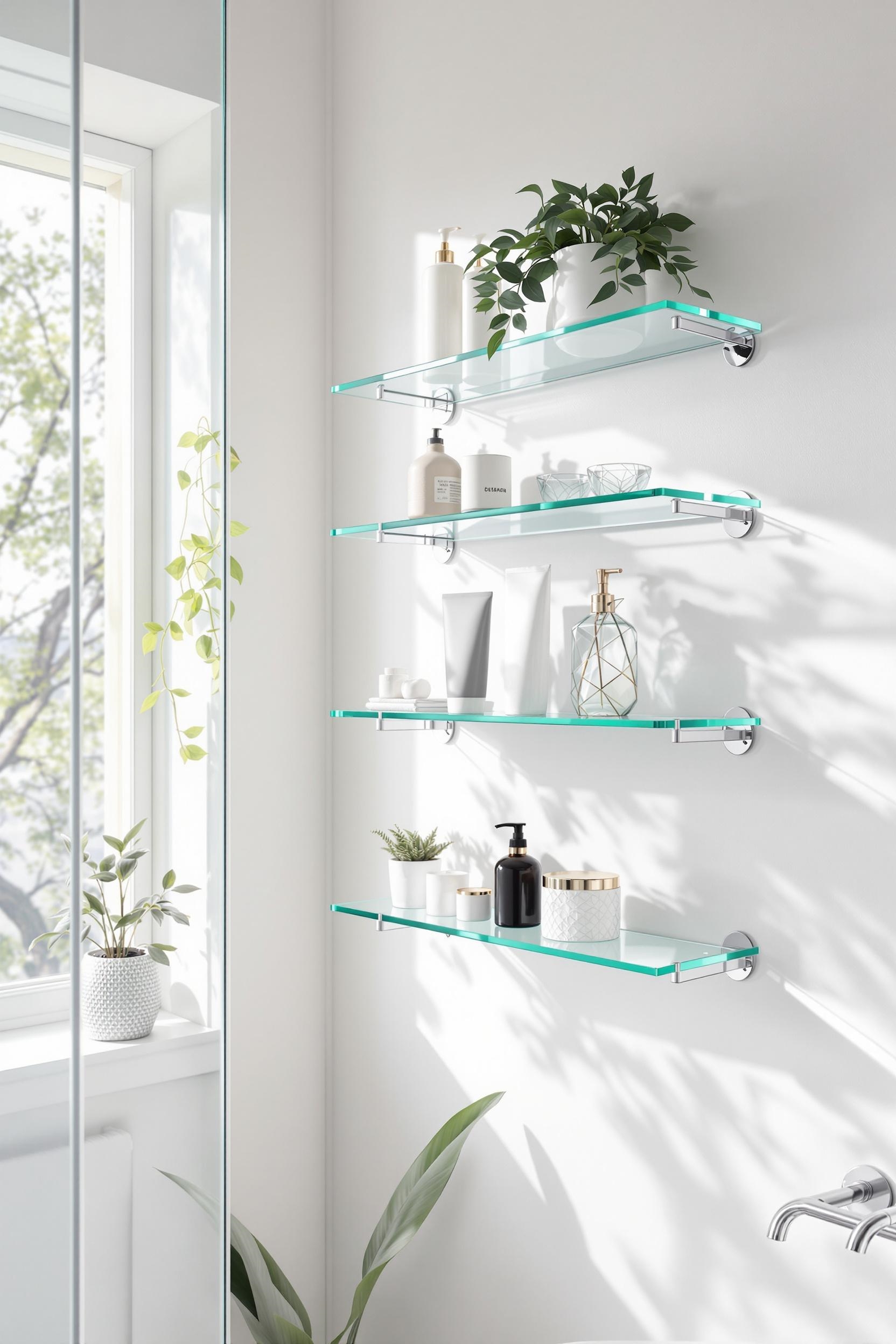 contemporary glass shelf design