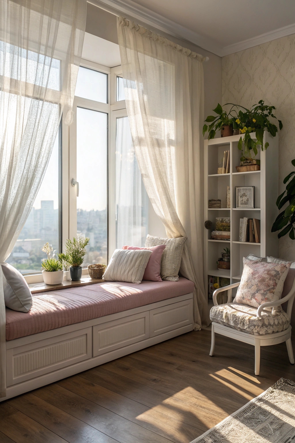 cozy cushioned window seat