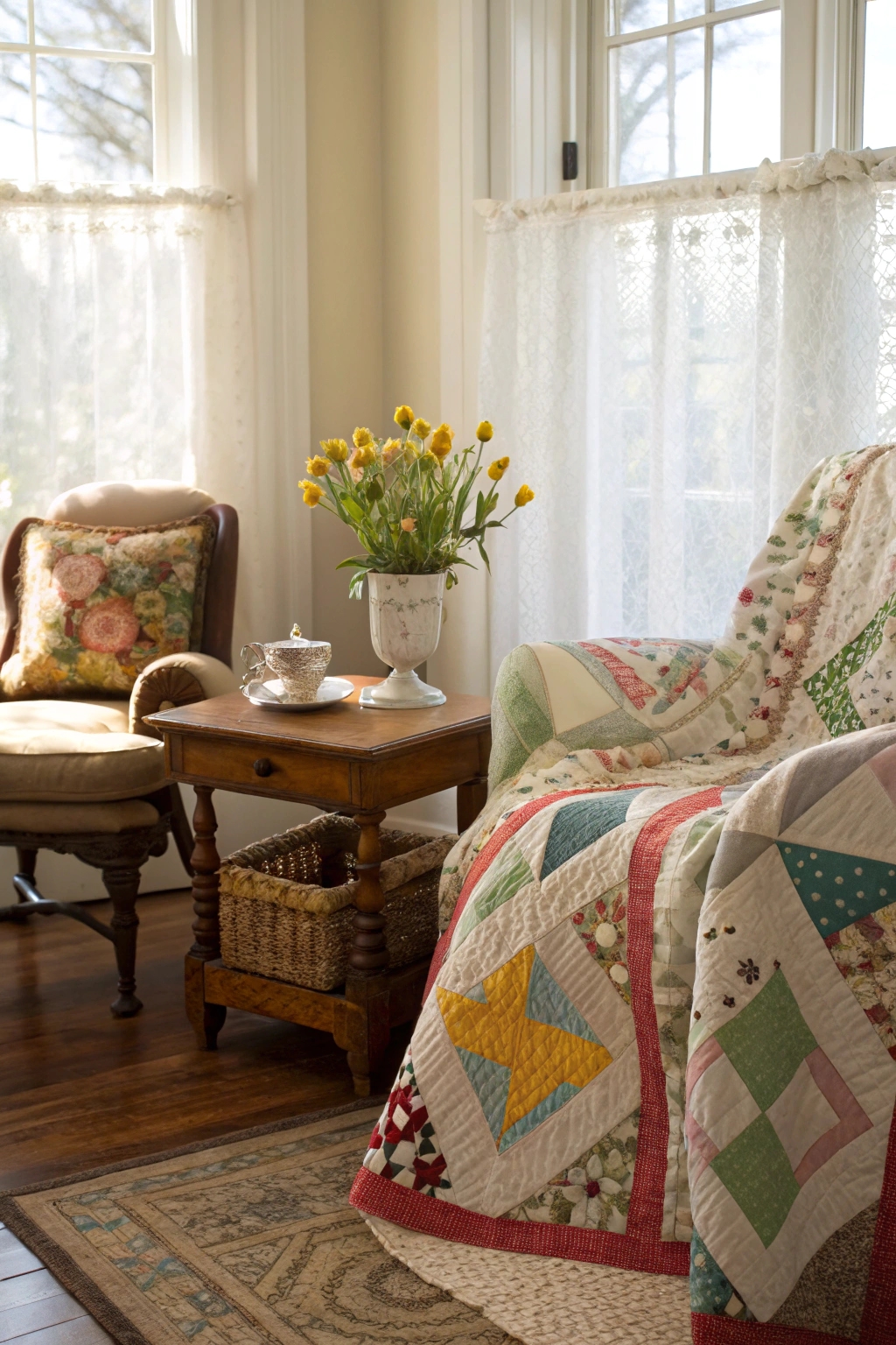 cozy heirloom quilt accents