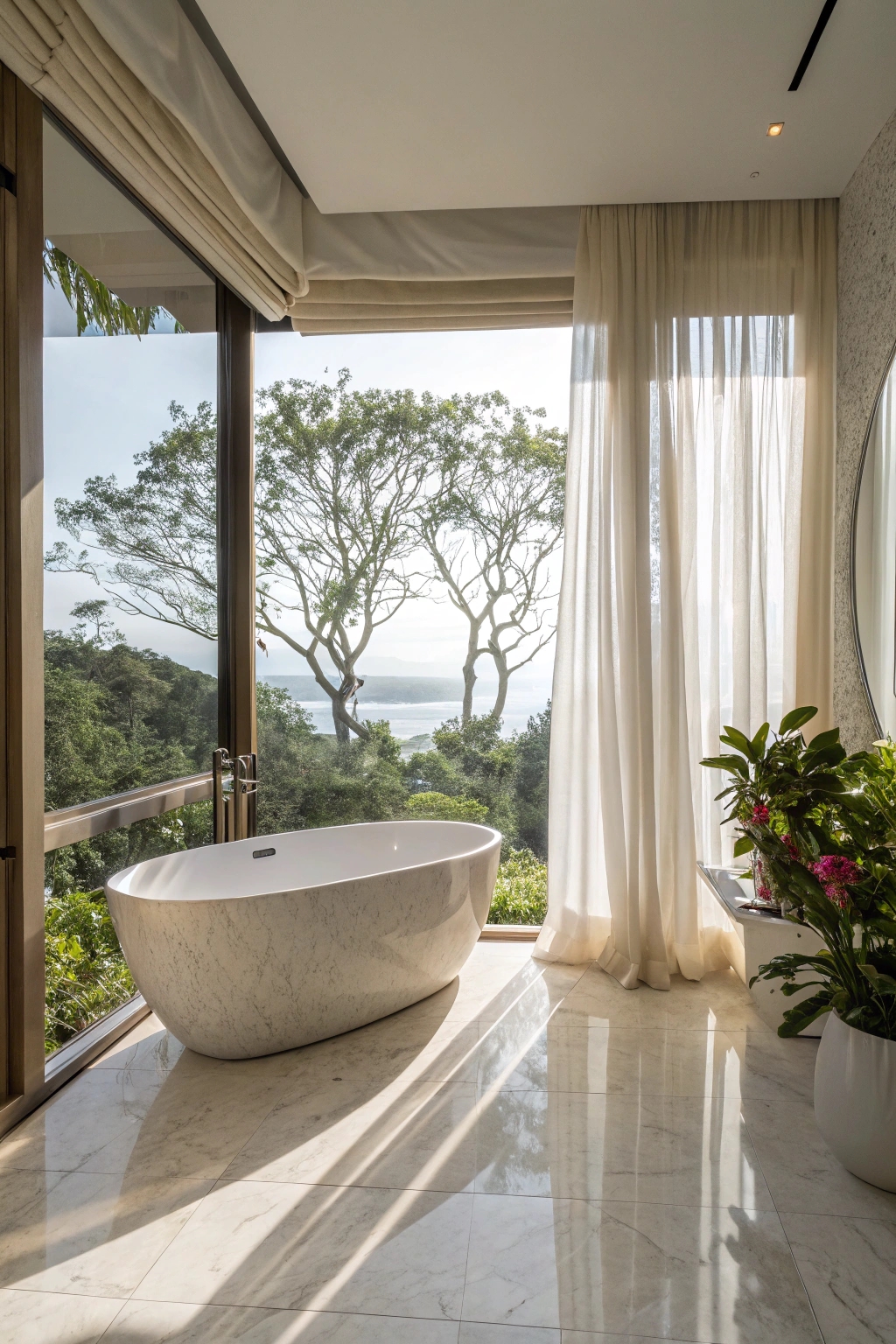 cozy tub by window