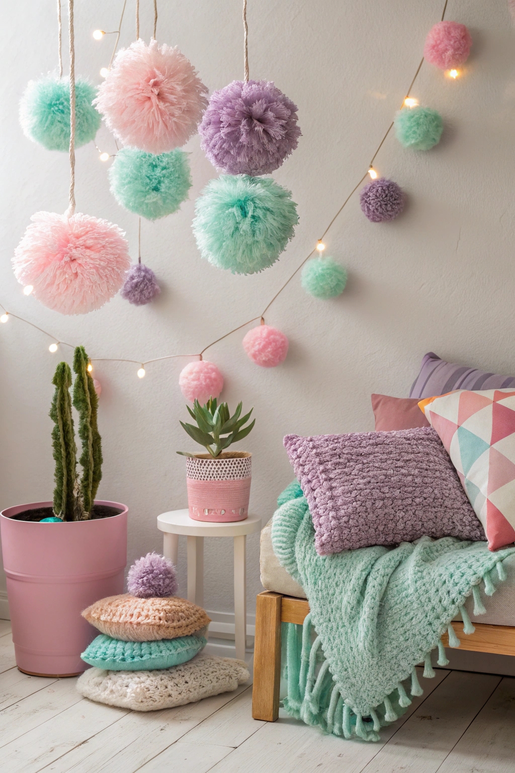 create colorful pom poms