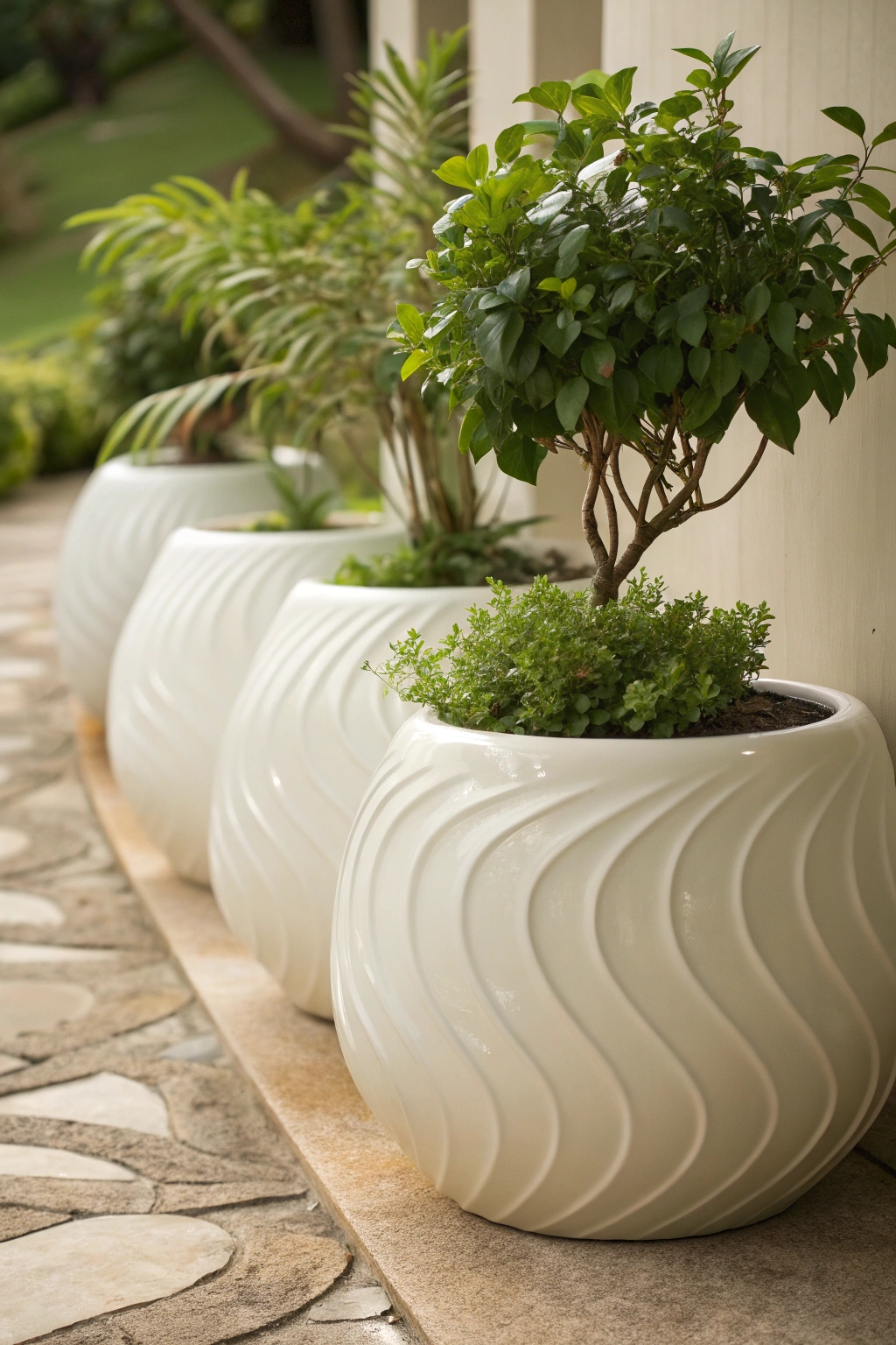 curved organic design planters