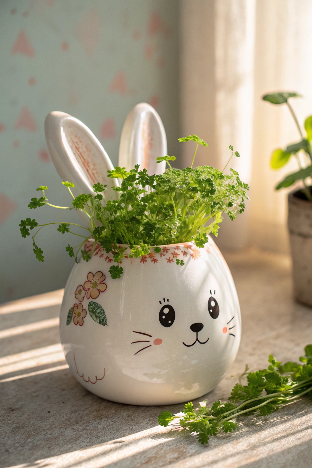 cute bunny herb planter