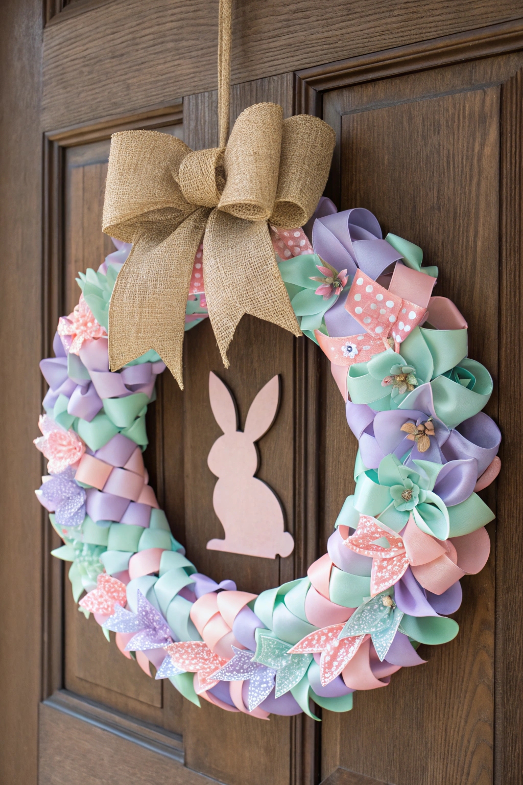 decorative pastel bunny wreath