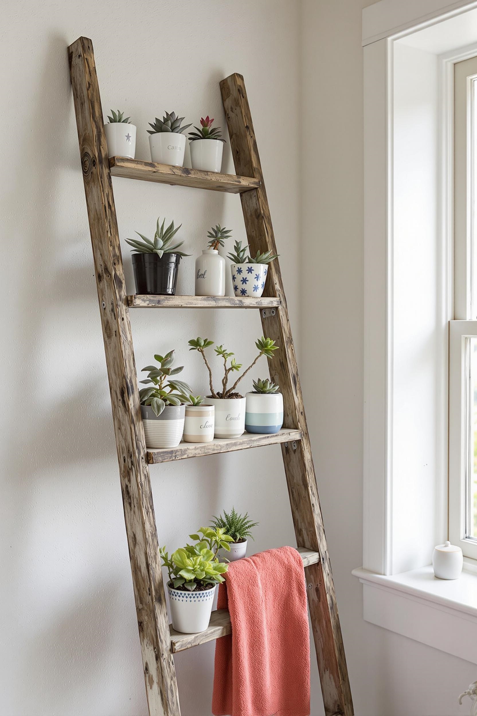 decorative vintage ladder shelf