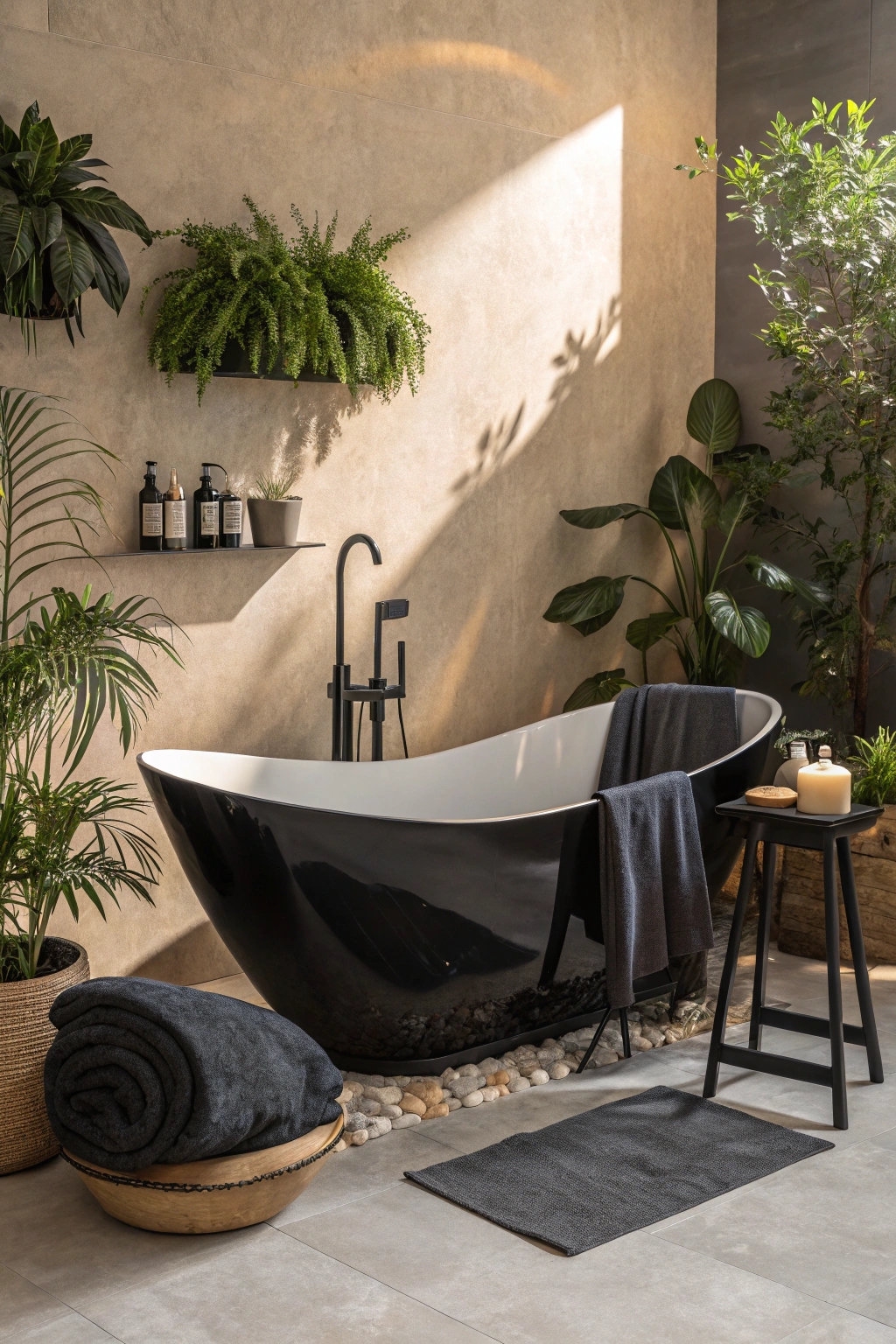 distinctive black bathtub design