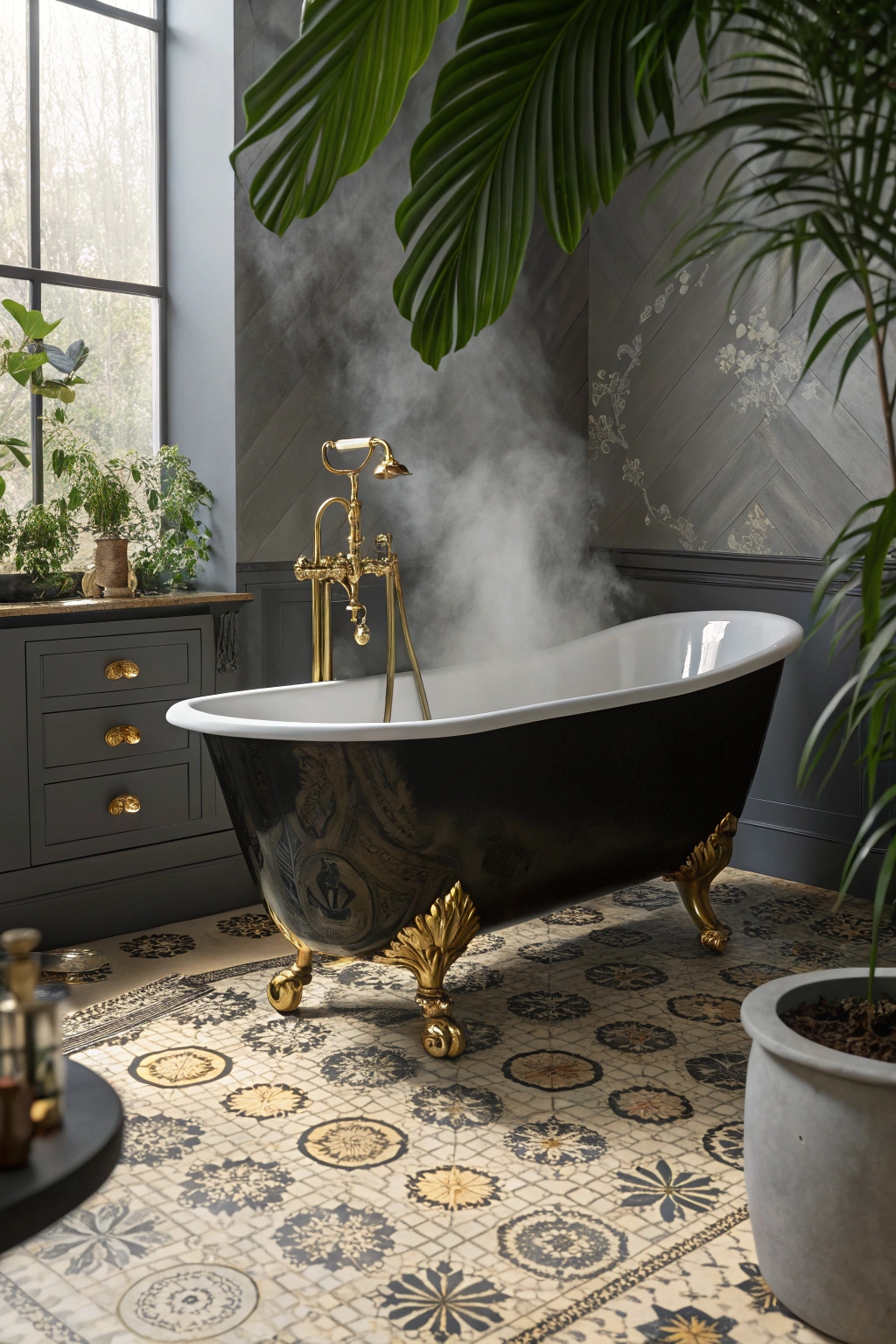 elegant black clawfoot tub