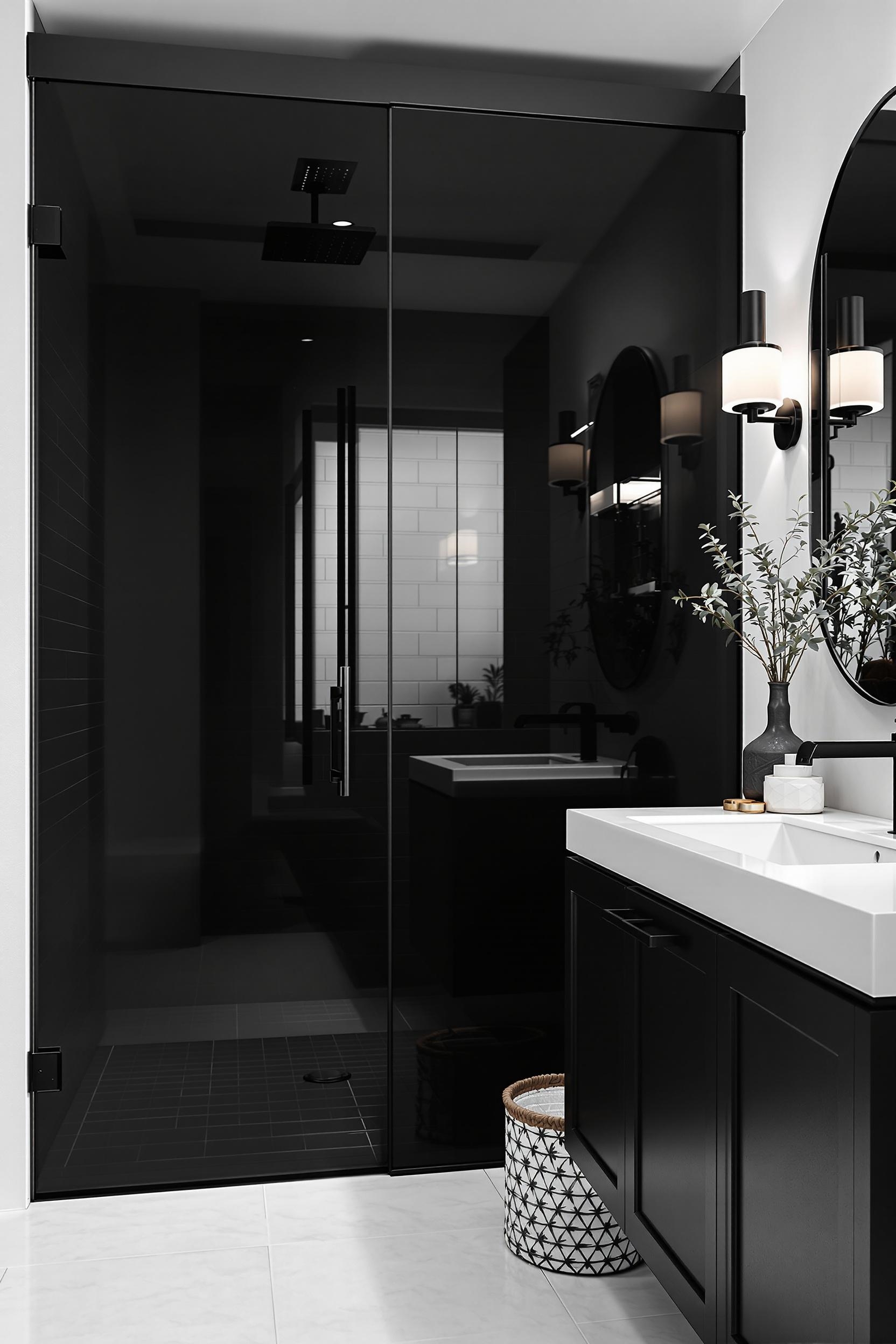 elegant black glass doors