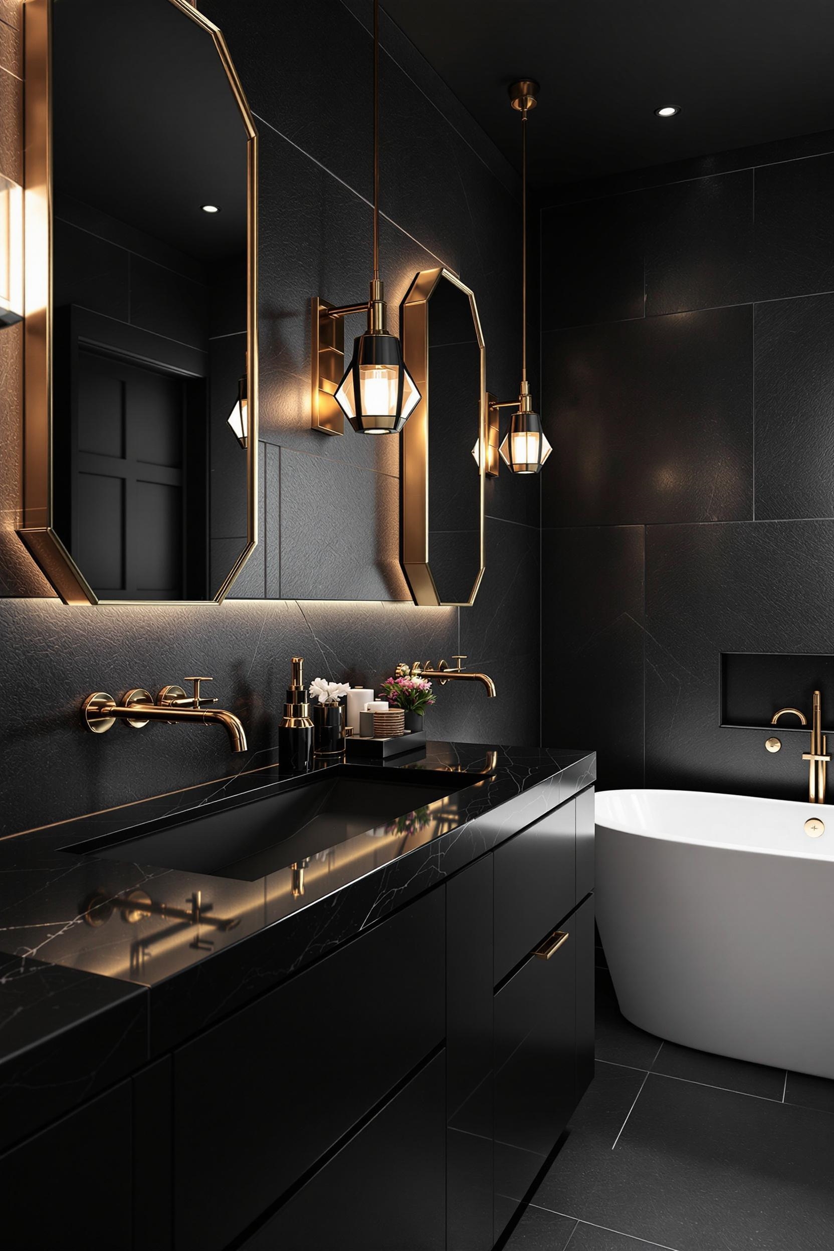 elegant black stone surfaces