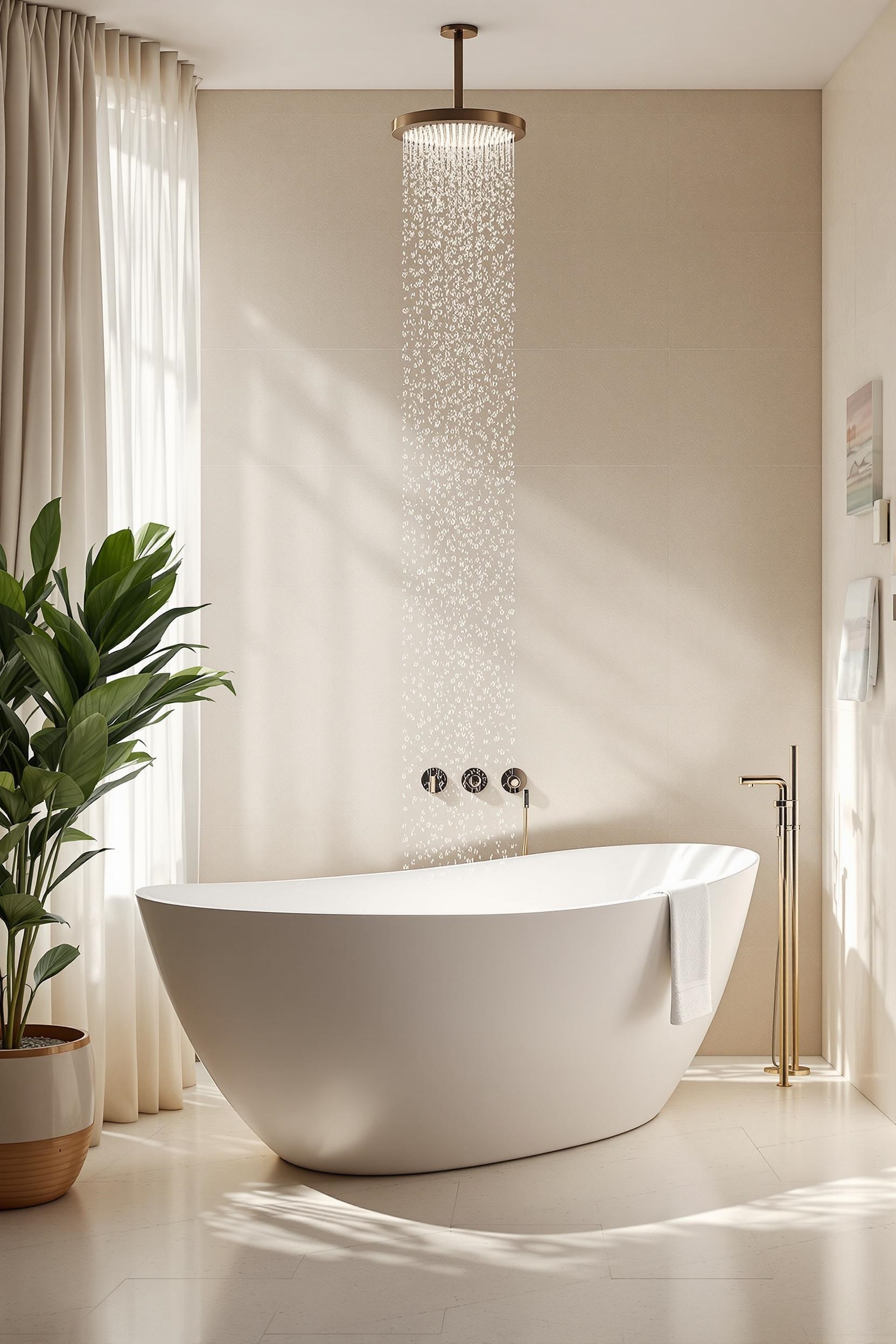 elegant tub and shower