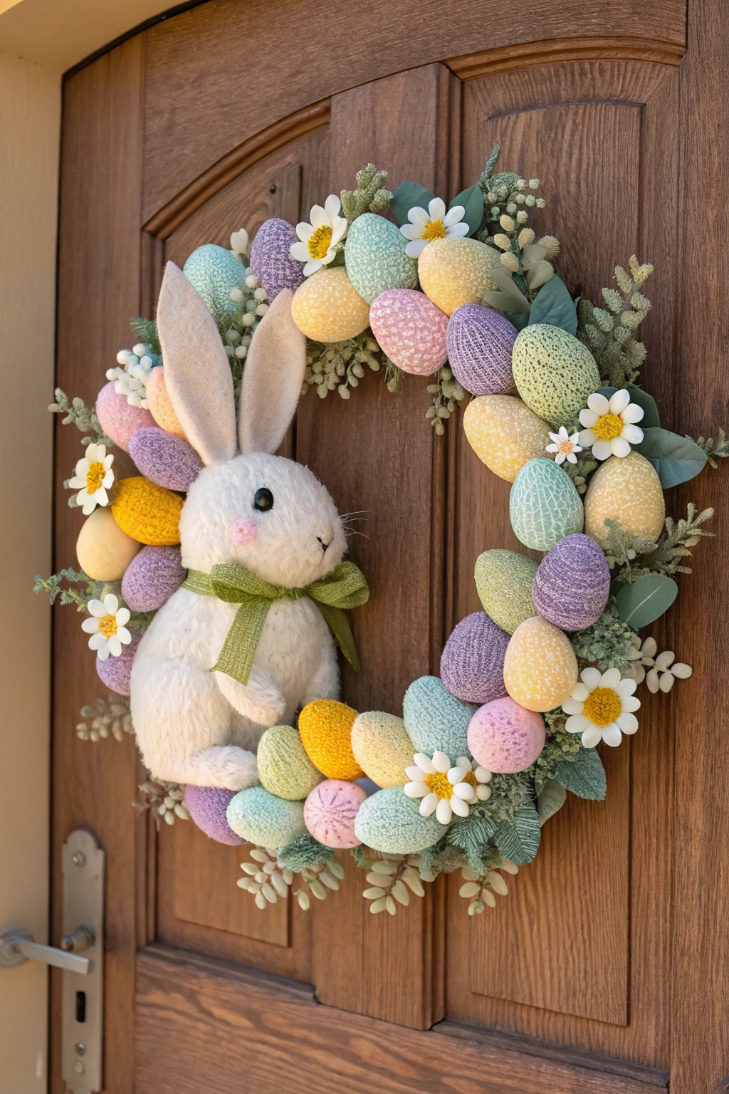 felt bunny and egg wreath