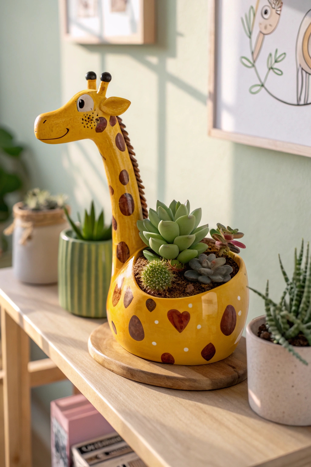 giraffe shaped flower pot design