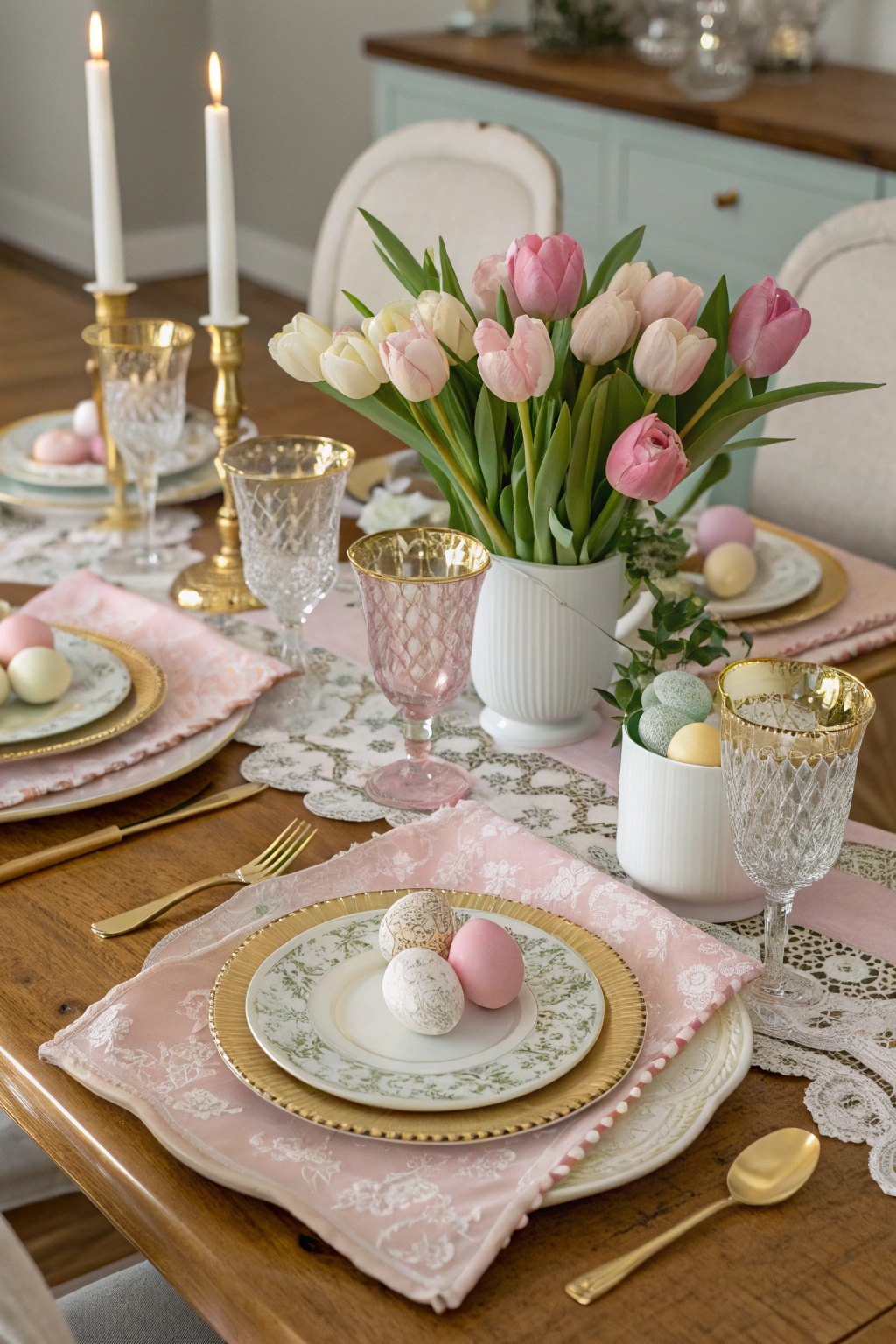 lace embellished romantic dining