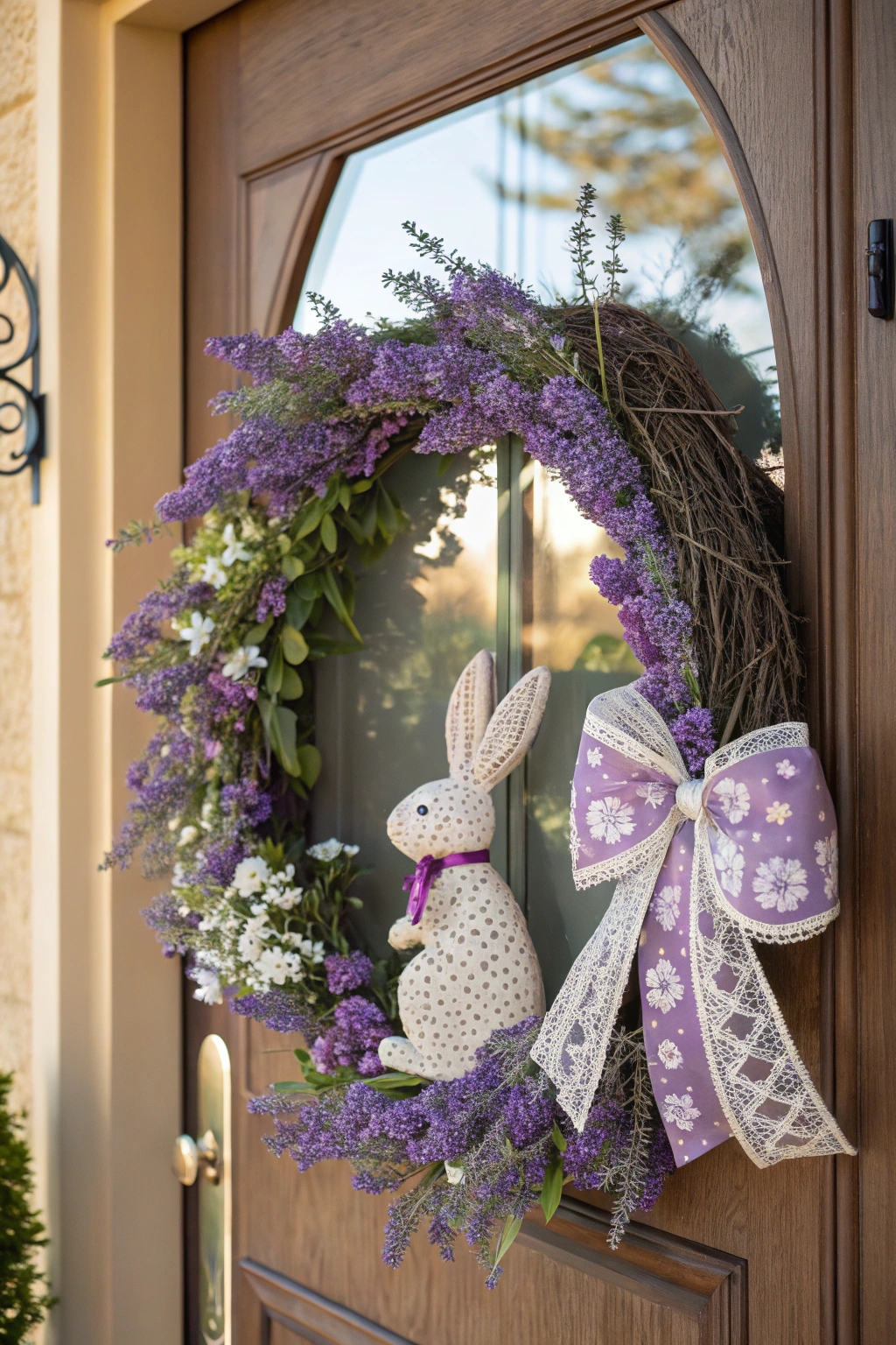 lavender themed bunny wreath design