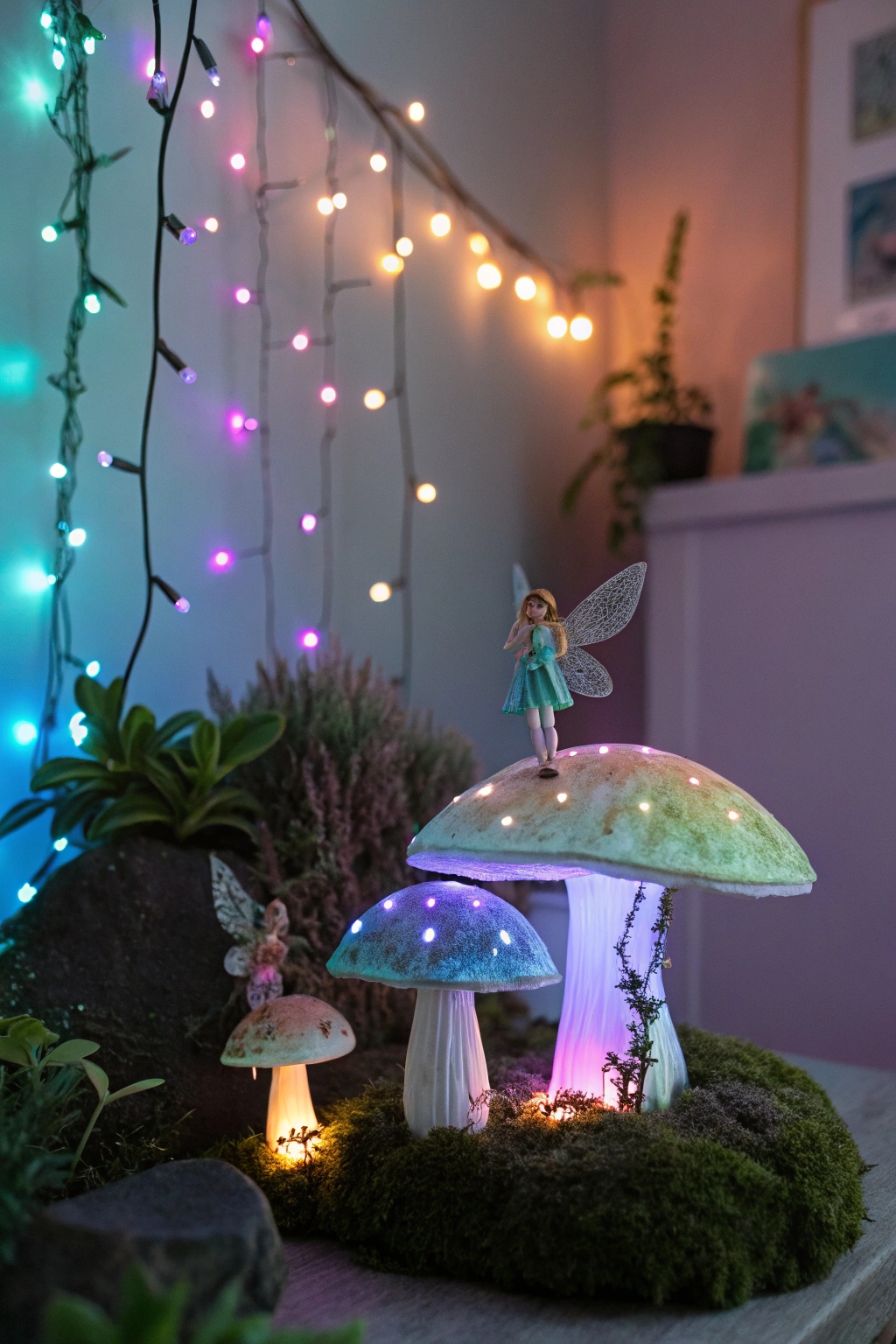 magical glowing garden scene