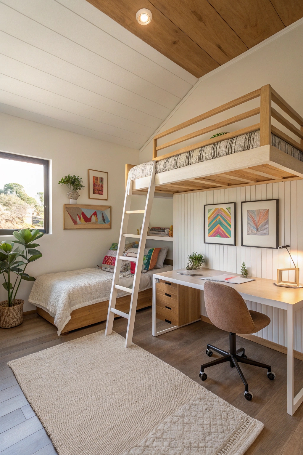 maximize space with lofted bed