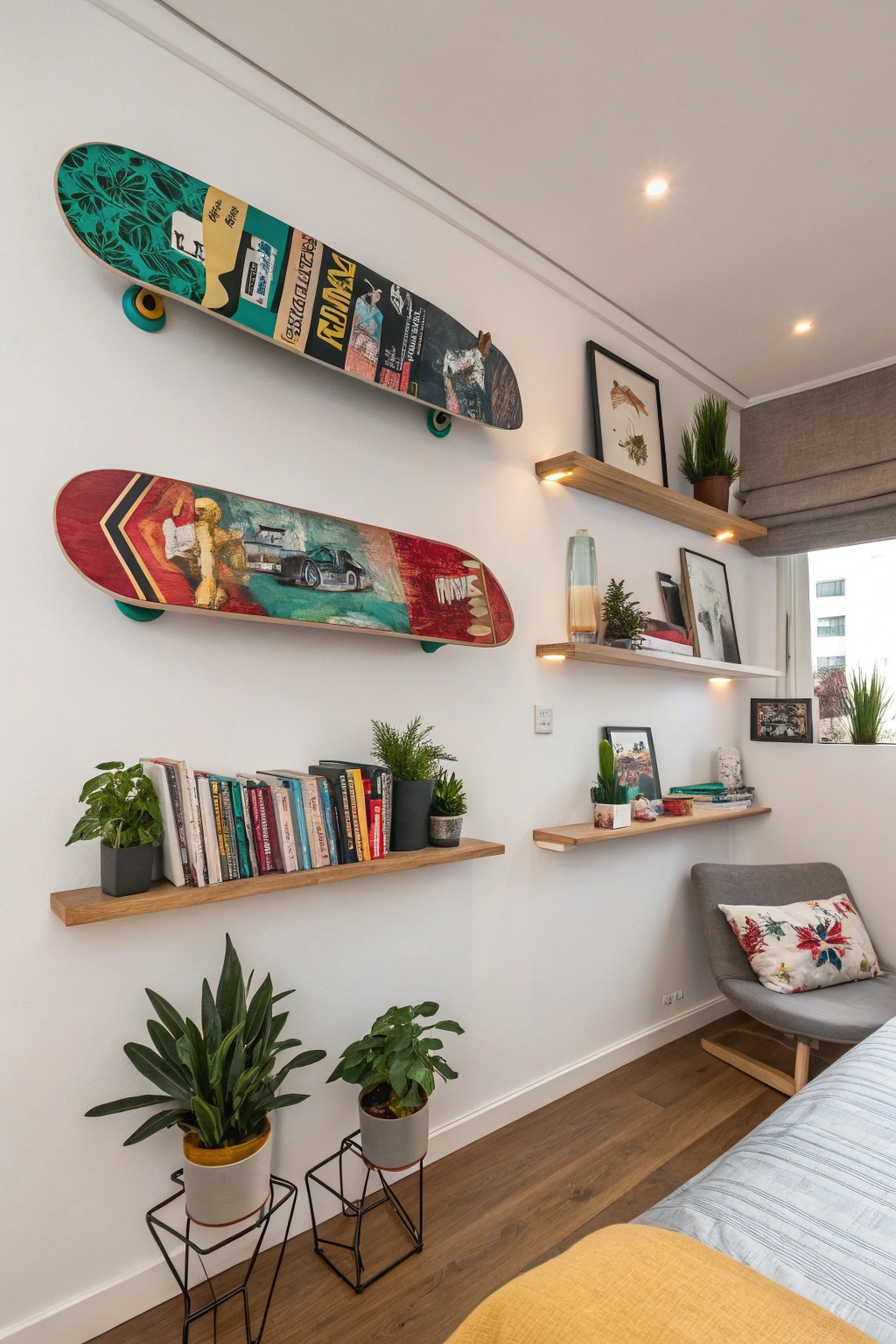 modern floating skateboard shelves