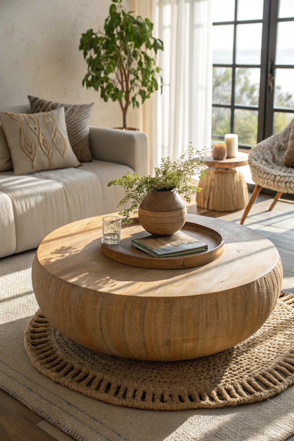 natural circular coffee tables