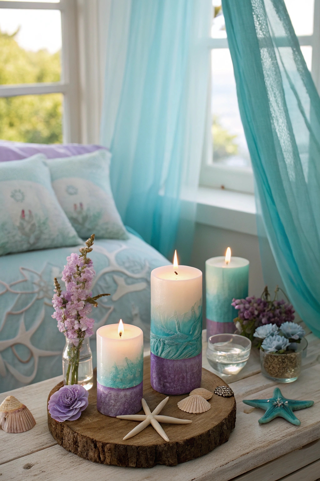 ocean themed candle decor