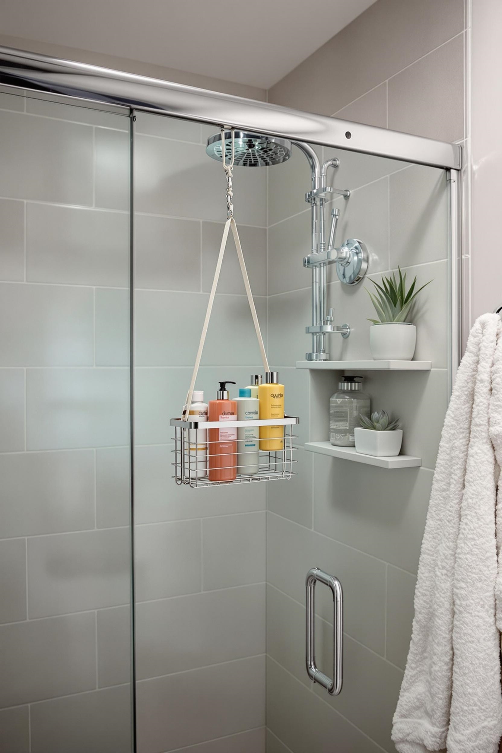 organize bathroom shower essentials