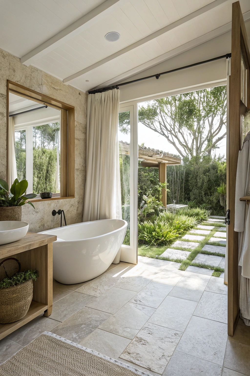 outdoor bathroom with doors