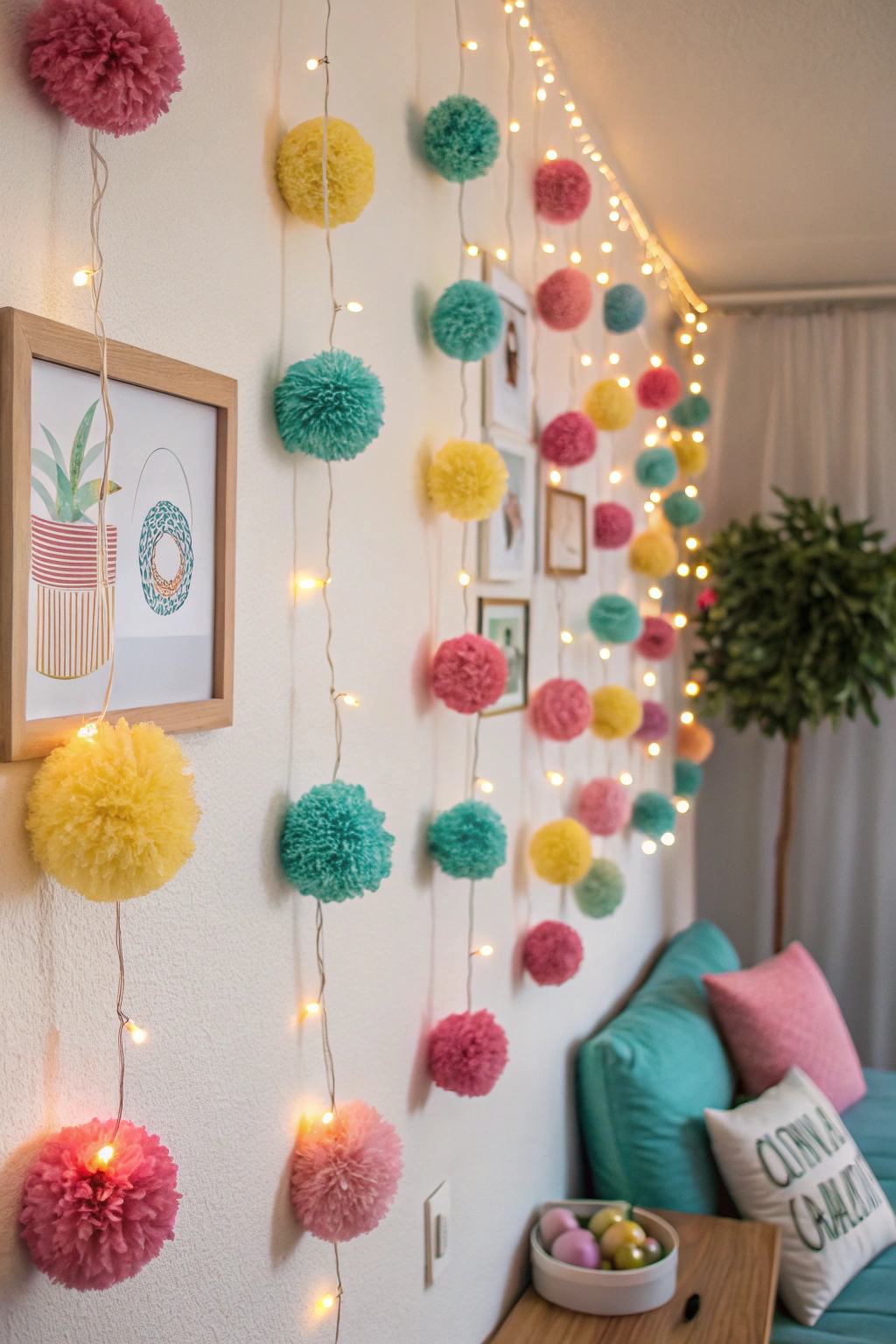 pom poms for creative wall art