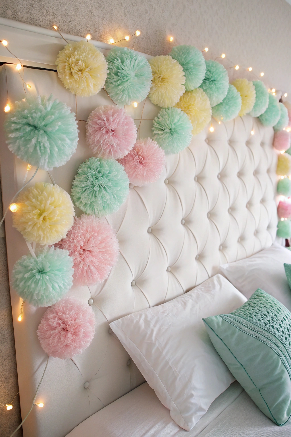 pom poms for headboard decoration