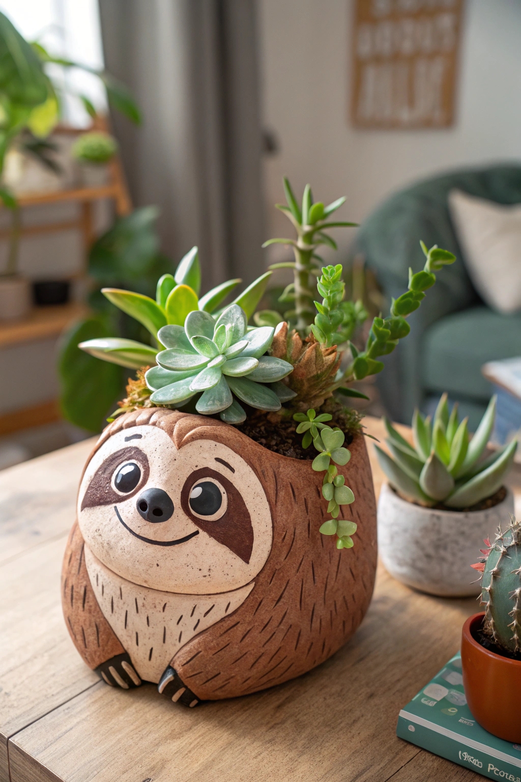 quirky sloth shaped planter