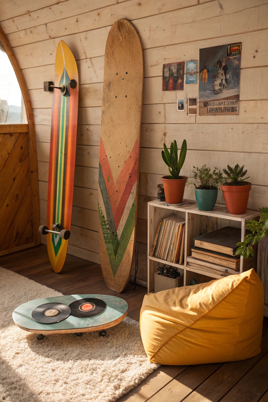 retro skateboard shelf decor