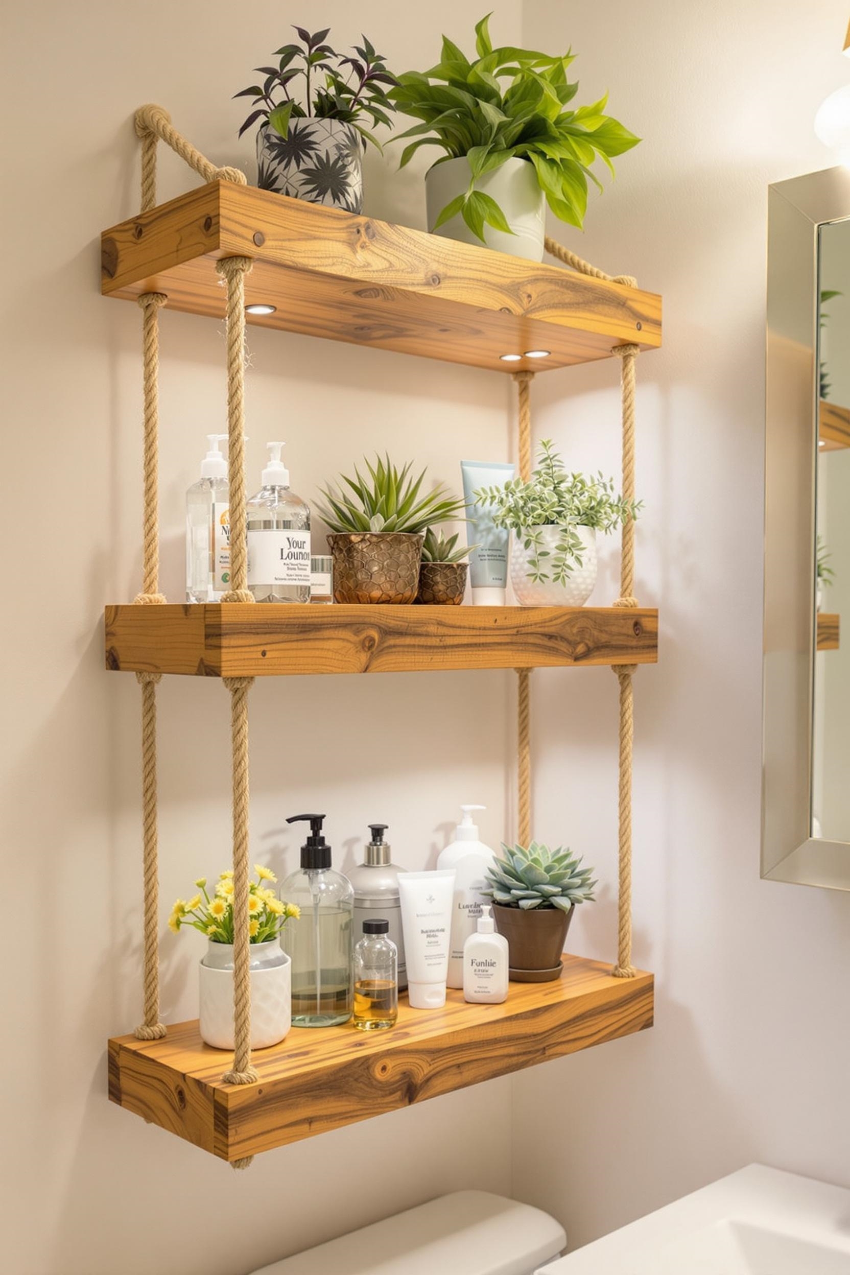 rope accented diy shelf project