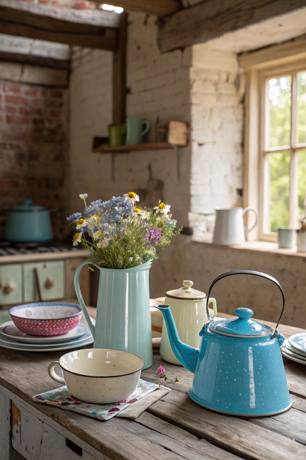 rustic kitchen enamelware charm