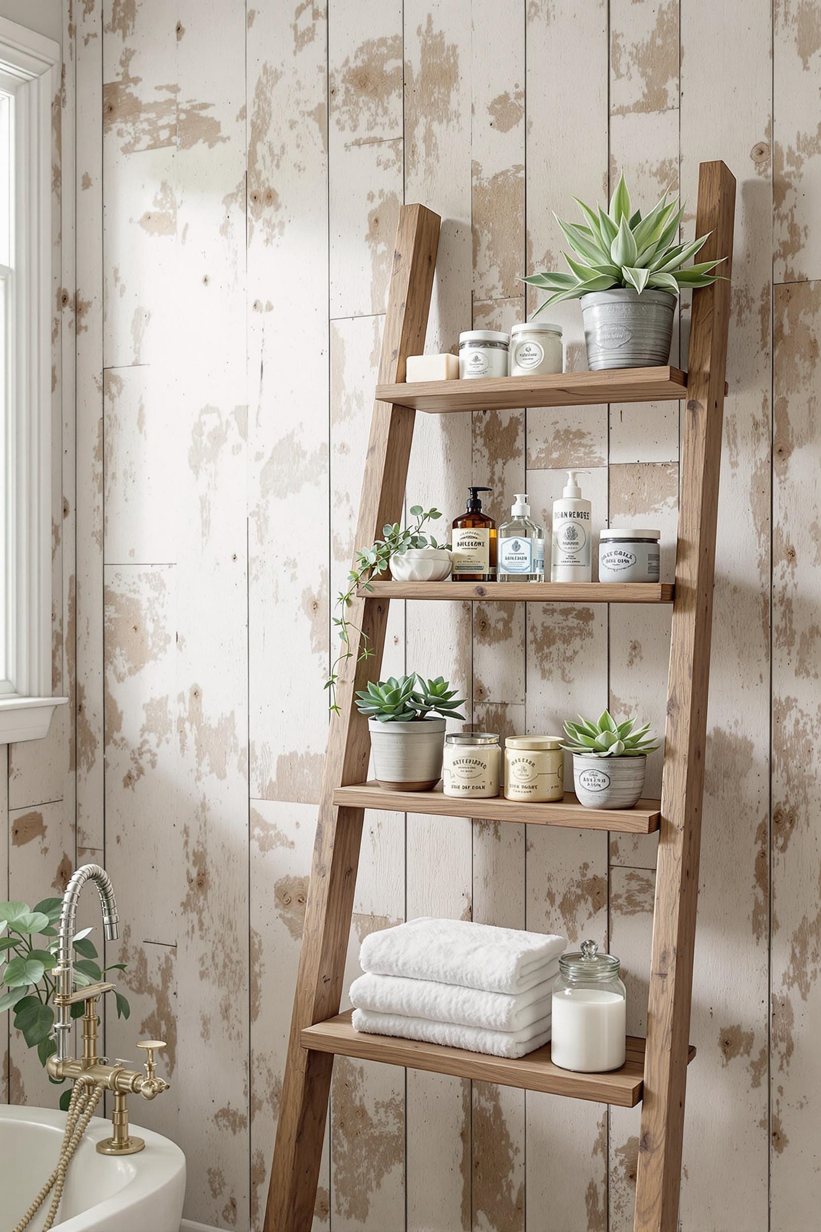 rustic ladder shelf design