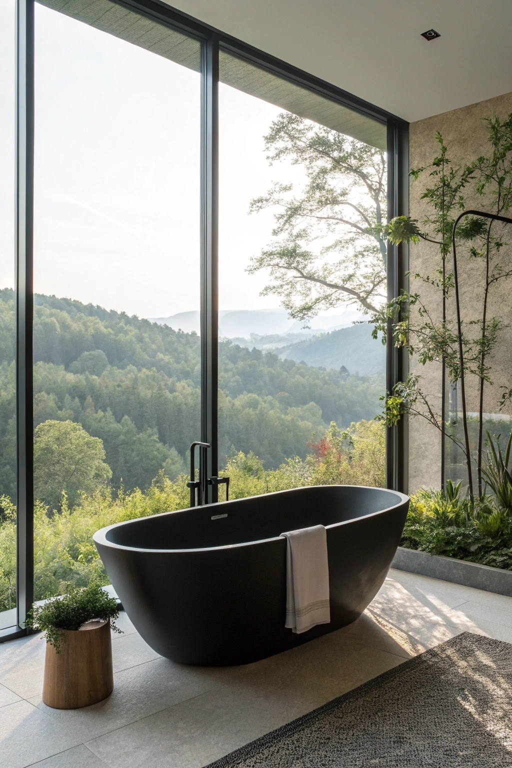 scenic freestanding black bathtub