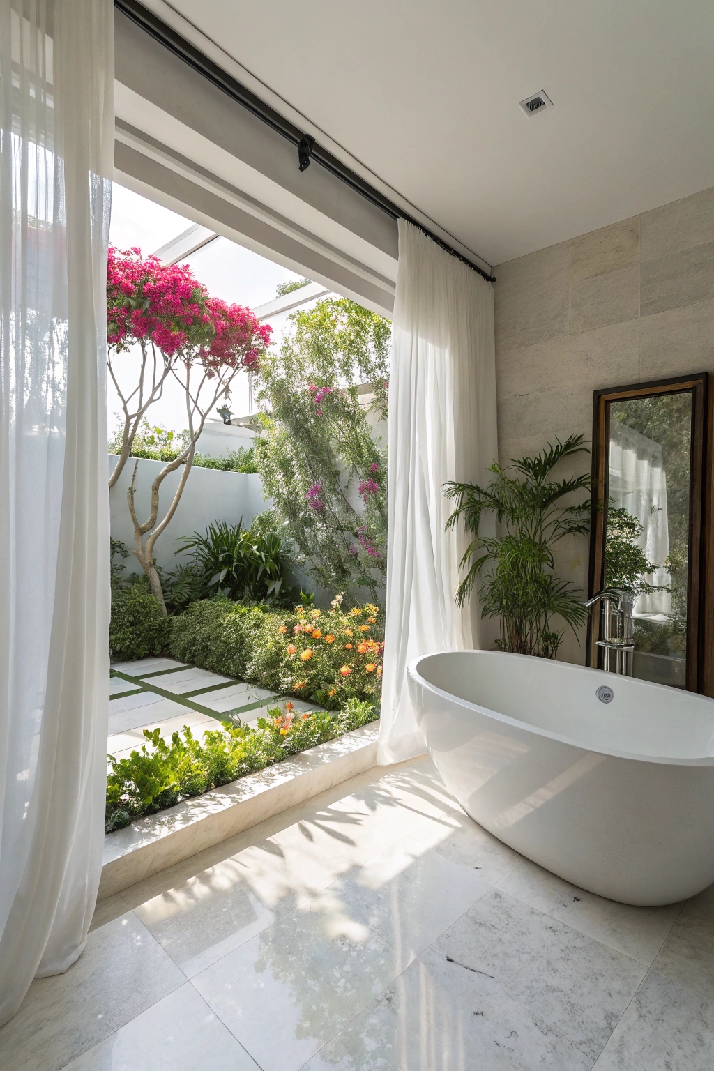 serene tub with view