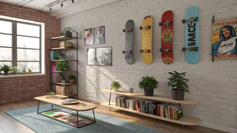 skateboard shelves for decor