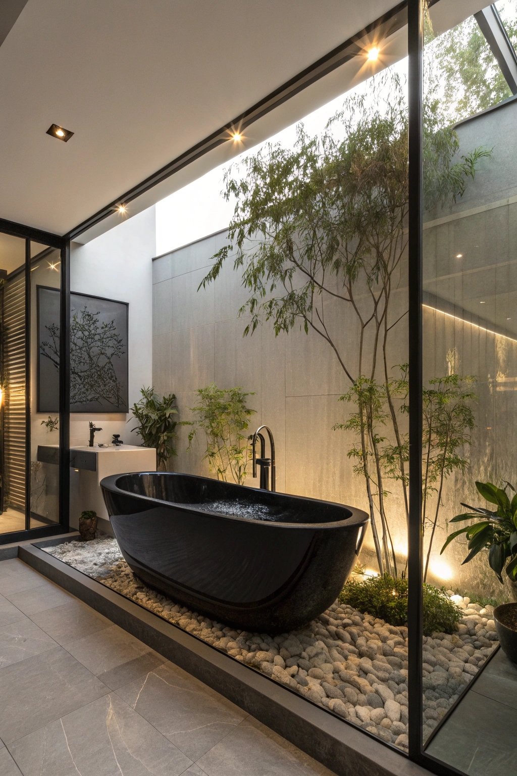 sleek black bathtub design